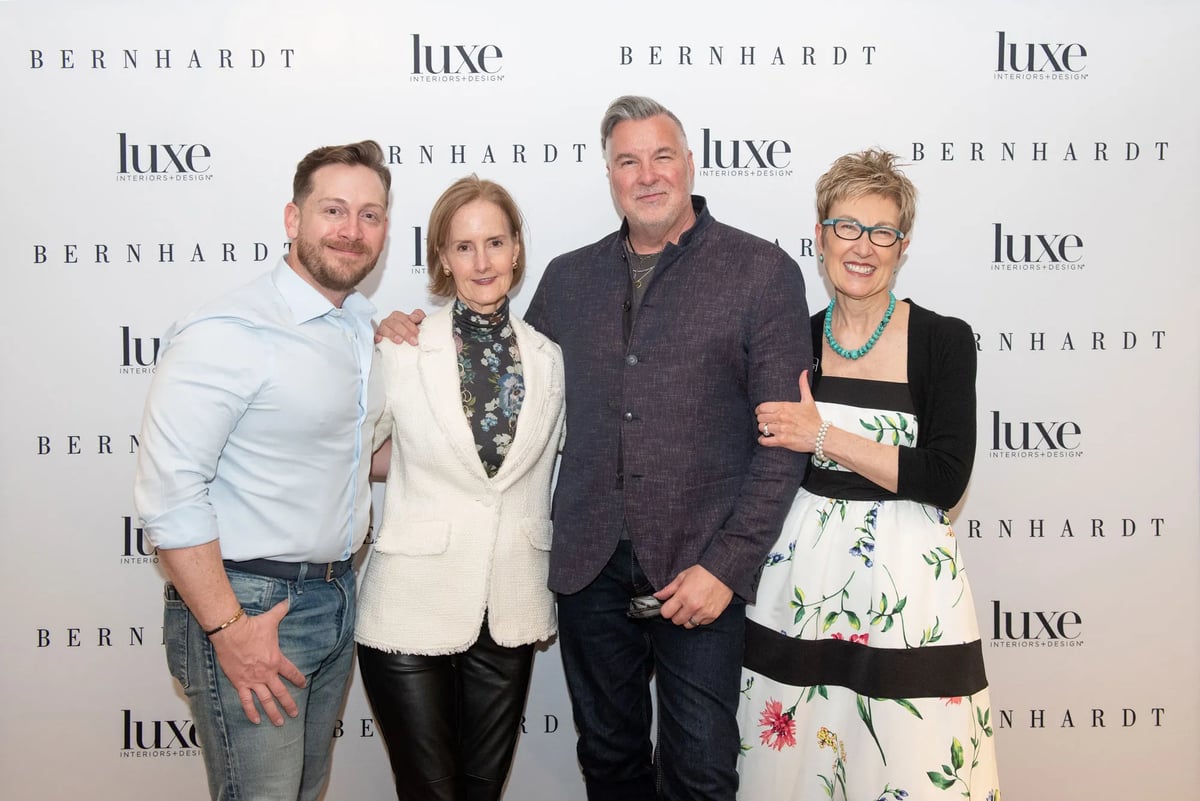 From left, Eddie Maestri of Maestri Studios, Luxe EVP Kate Kelly Smith, Joseph Aldrich of The Cypress Group,  and Bernhardt’s Heather Eidenmiller