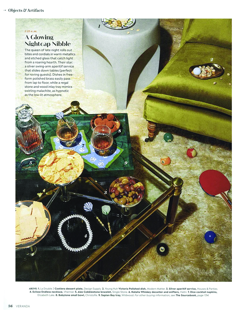 Bernhardt Casa Paros Side Table featured in Veranda November/December 2023 issue.