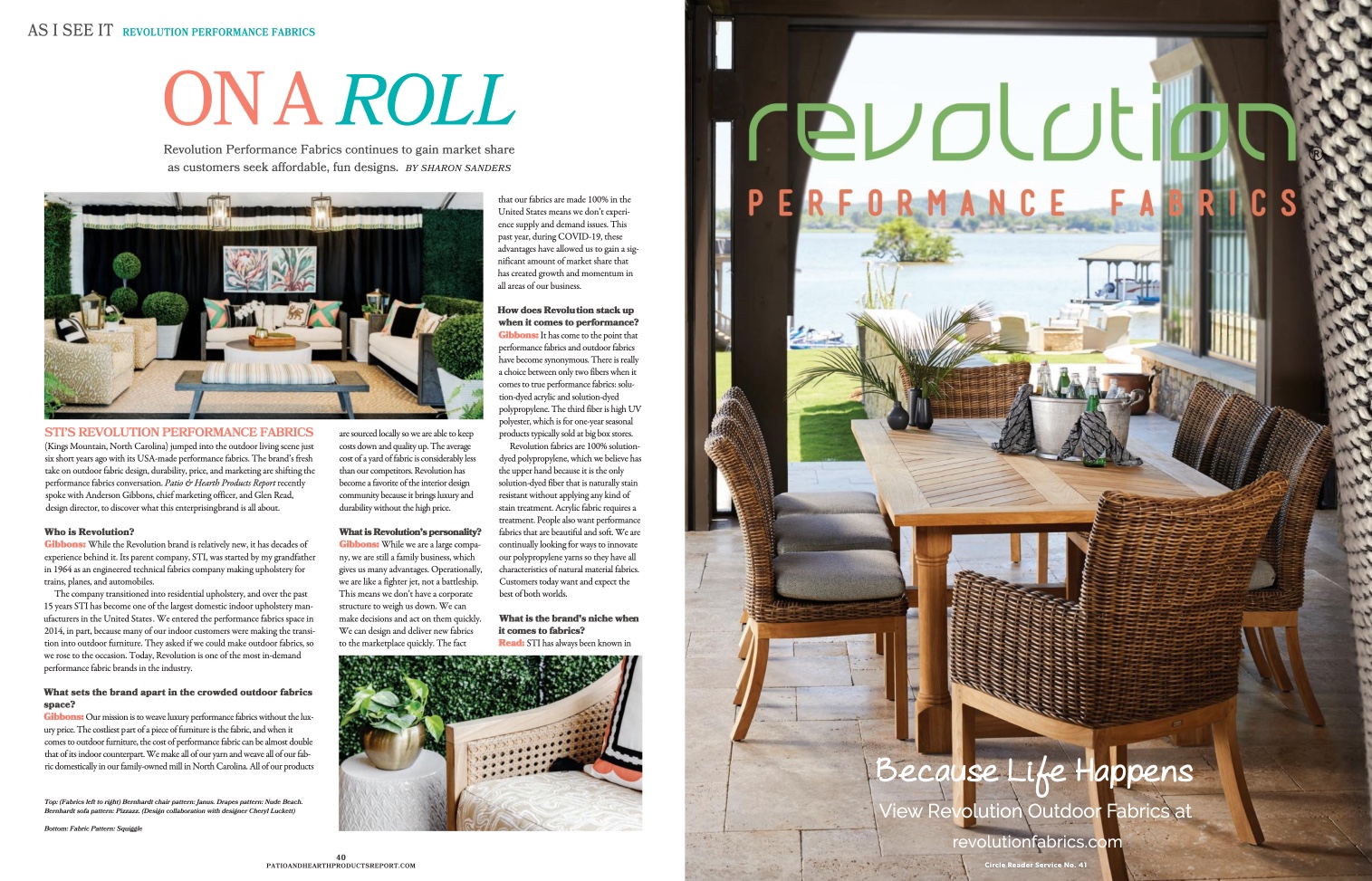 Bernhardt Exteriors products featured in Patio & Hearth September/October 2021 issue.