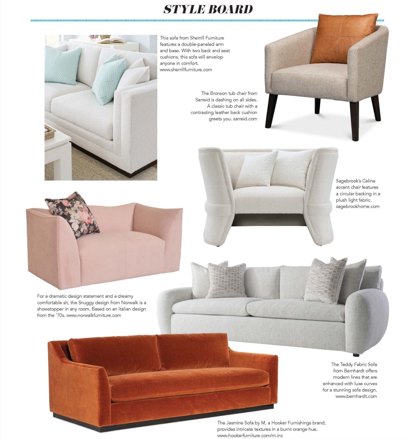 Bernhardt Interior's Teddy Sofa featured in Furniture Lighting & Decor's October 2023 issue.