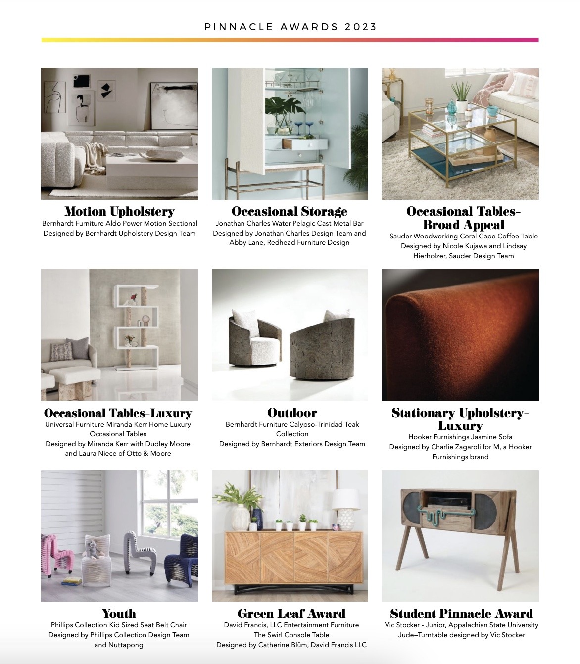 Bernhardt products featured in Furniture Lighting & Decor November 2023 issue.