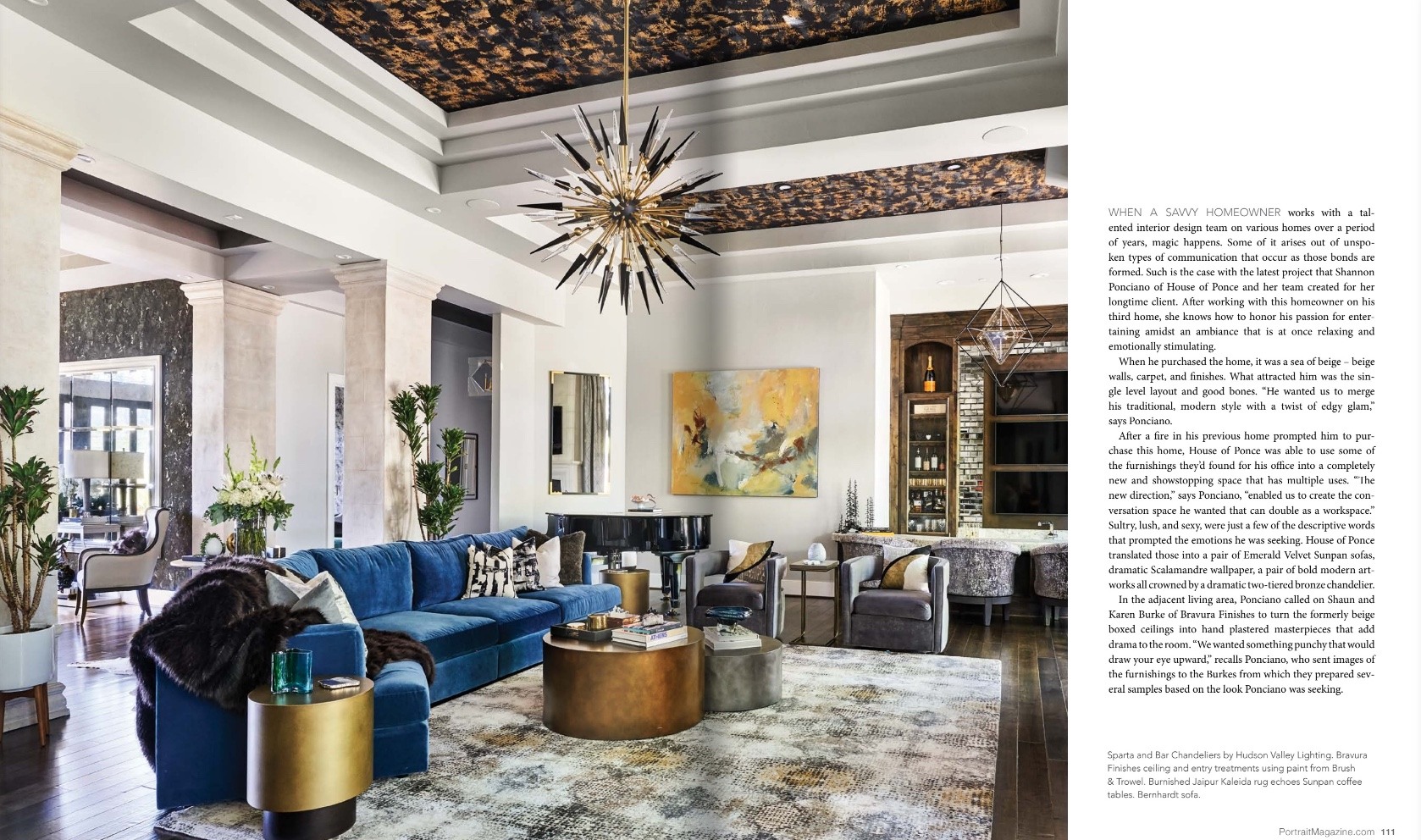 Bernhardt Interiors Penrose Entertainment Credenza & Alana Chair and Bernhardt Sydney Sectional featured in Portrait of Seattle August 2023 issue.