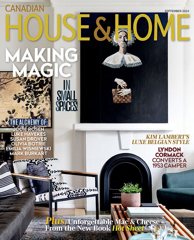 Bernhardt Interiors Tribus Console Table  featured in Canadian House & Home September 2024 issue.