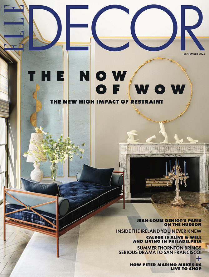 Bernhardt Interiors Argos Console Table featured in Elle Decor October 2025 issue.