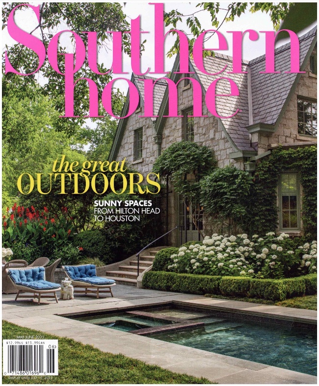 Bernhardt Exteriors Origami Outdoor Chair featured in Southern Home May/June 2023 issue.