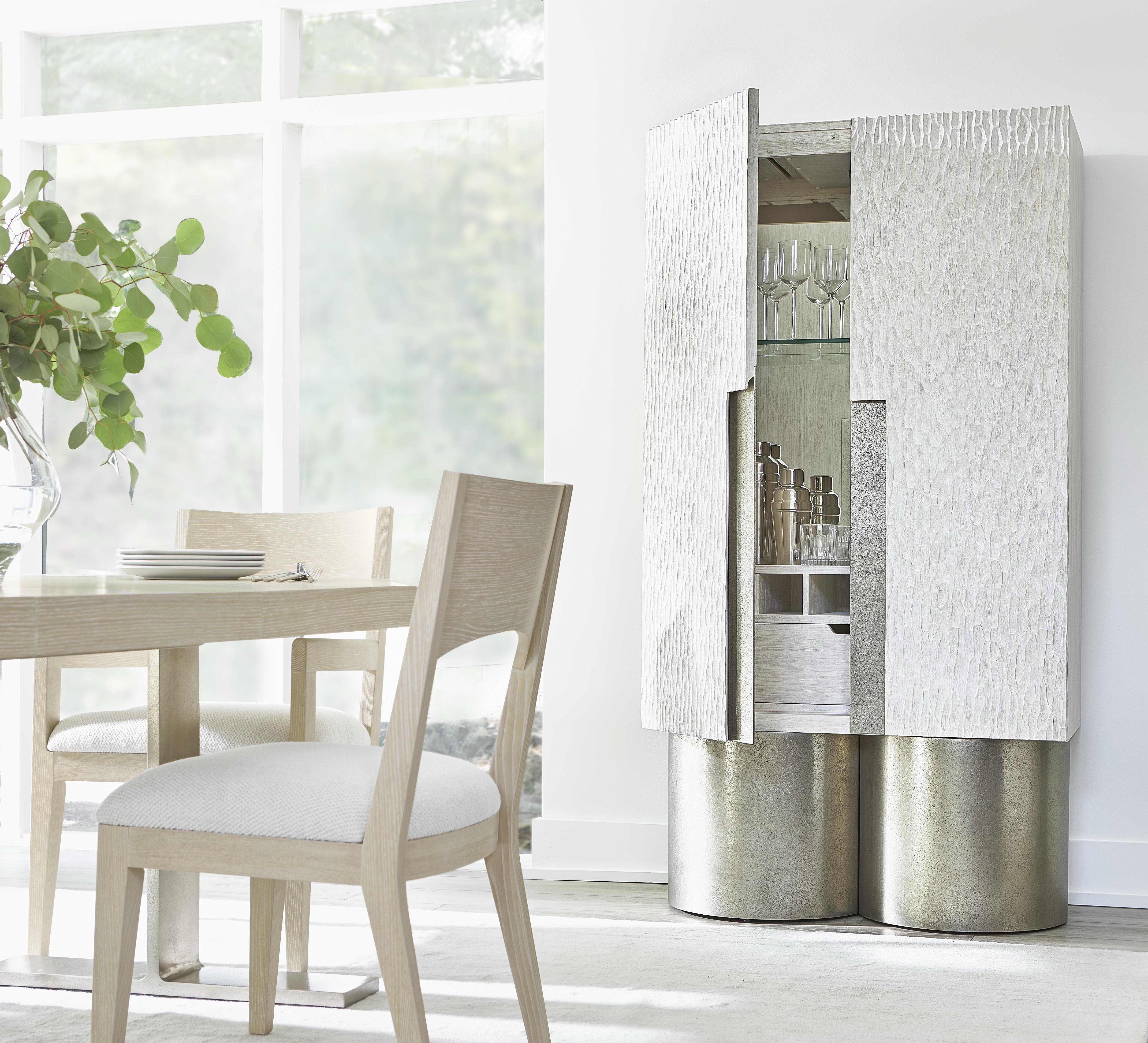 Solaria Bar Cabinet, Solaria Dining Table, and Solaria Arm Chair