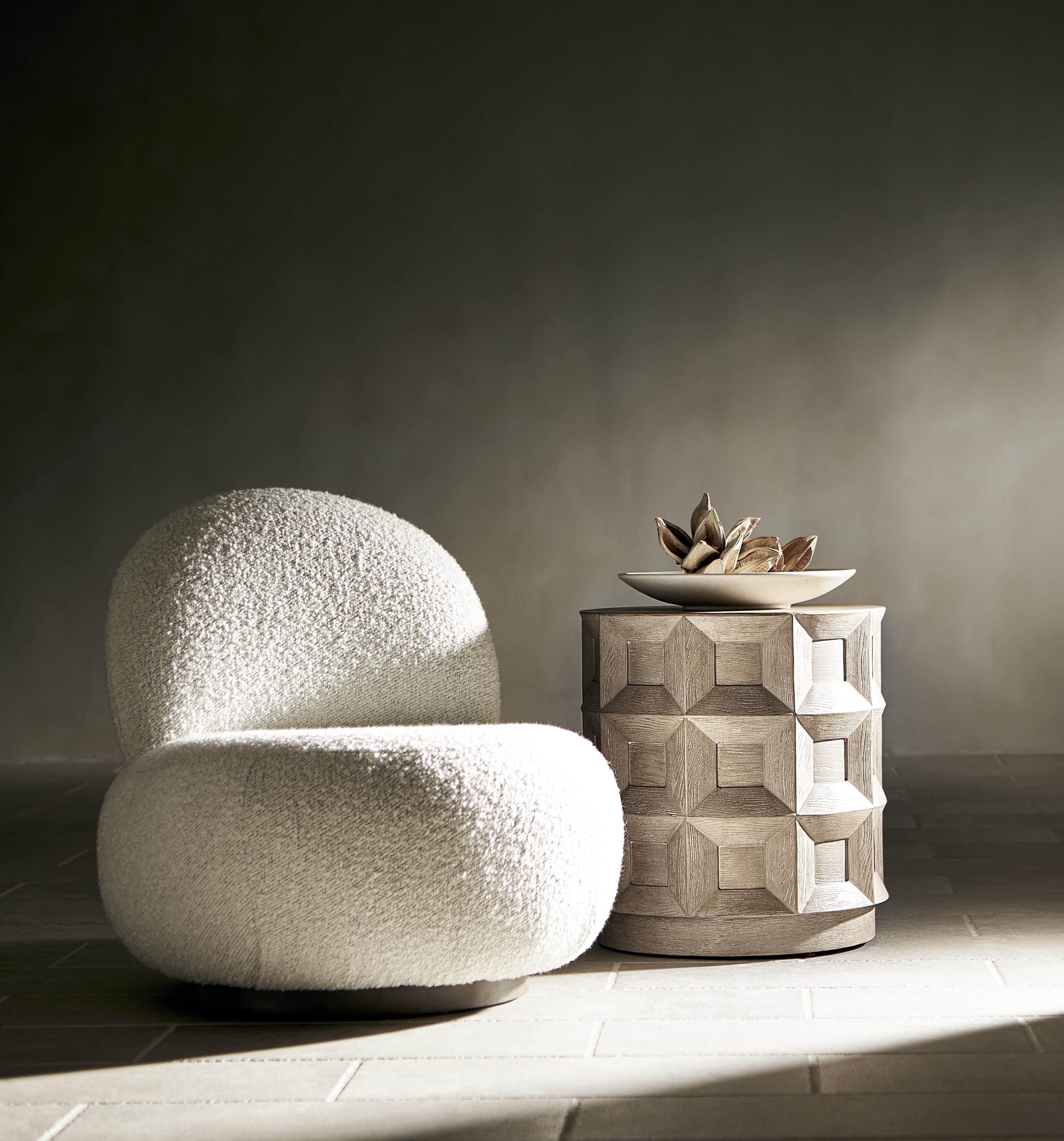 Lulu Fabric Swivel Chair and Prado Side Table