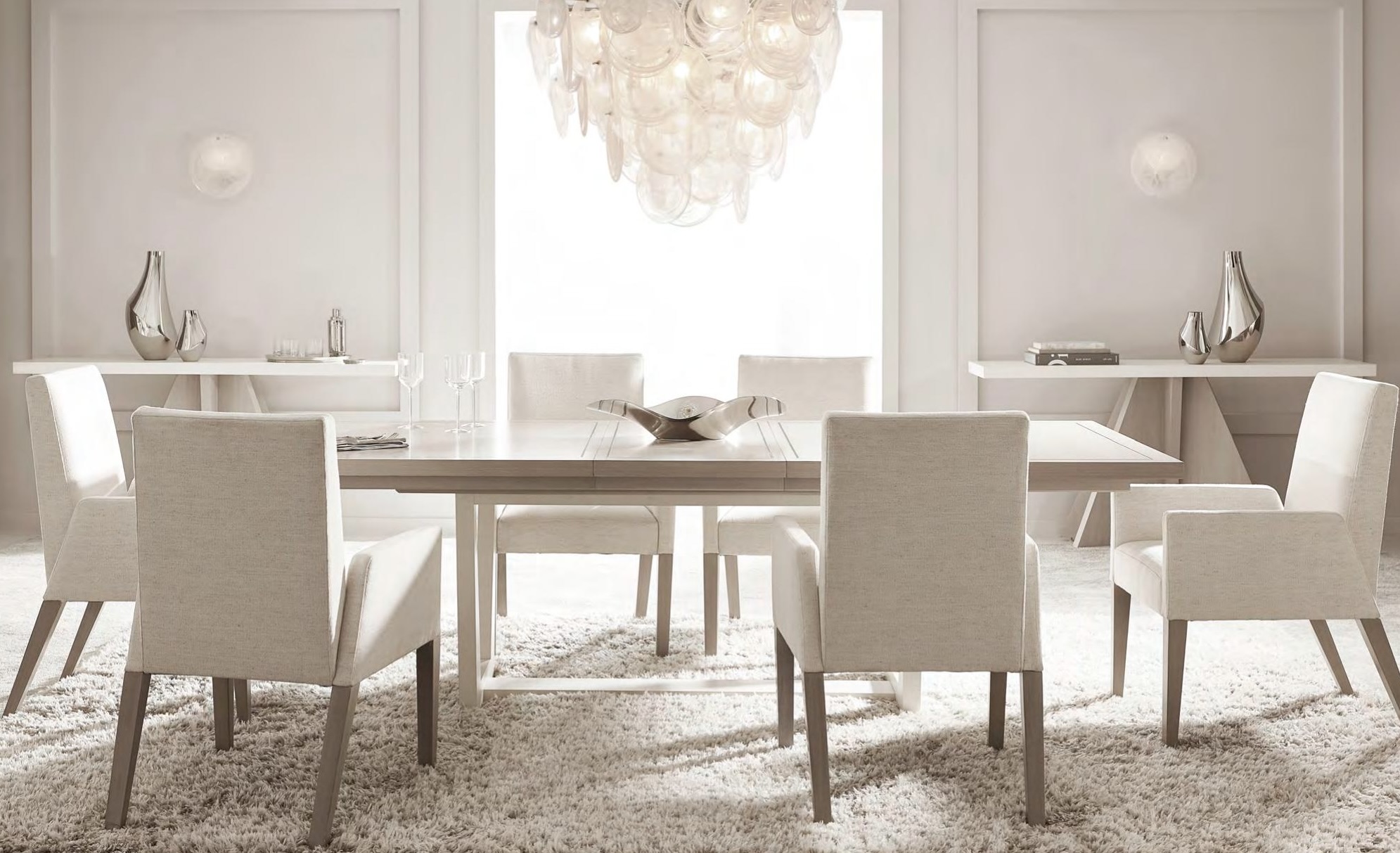 Stratum Dining Table 325224, Dining Chairs 325548 and Console Tables 325910.