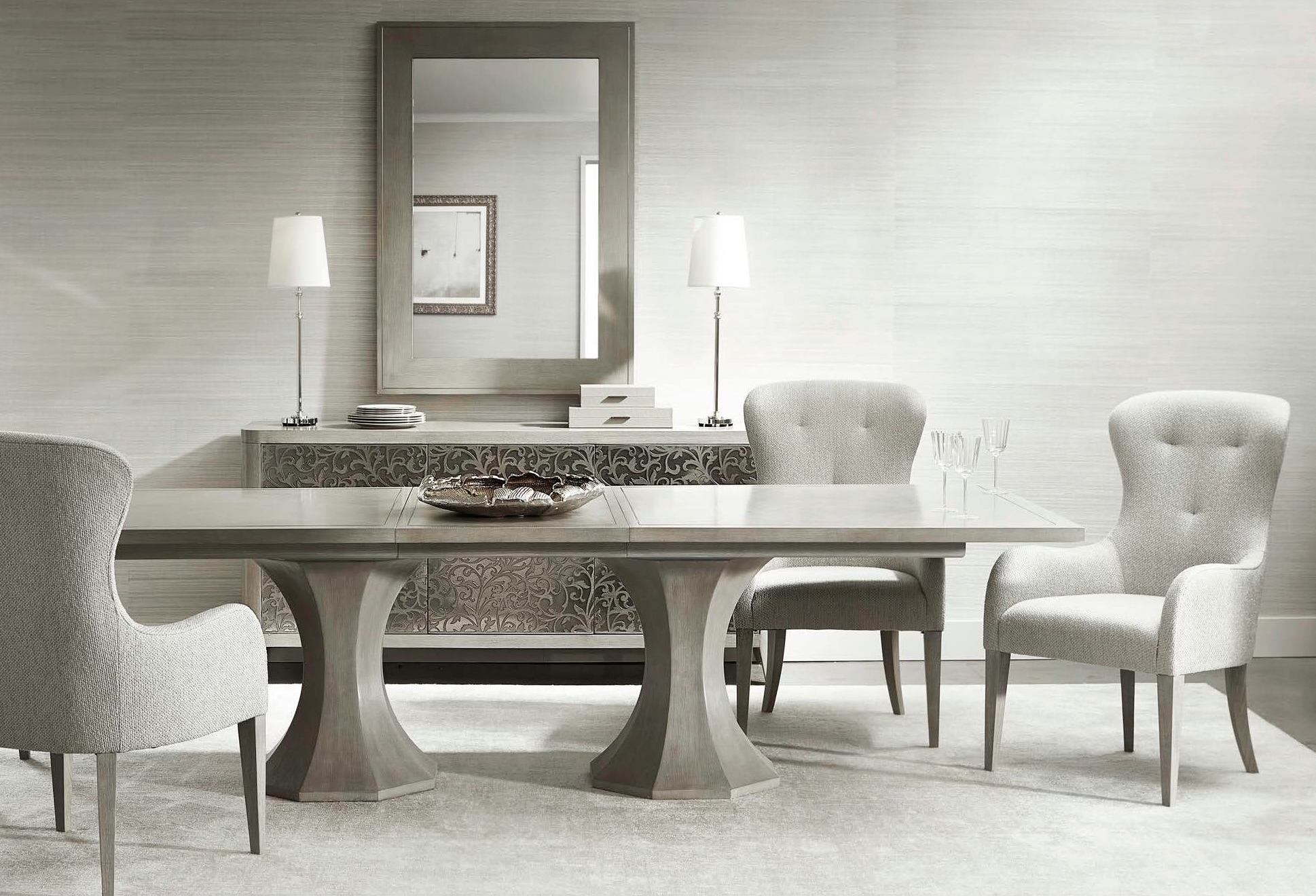 Cornelia Dining Table 331242/331244, Dining Chairs 331542, Mirror 331334 and Buffet 331132.