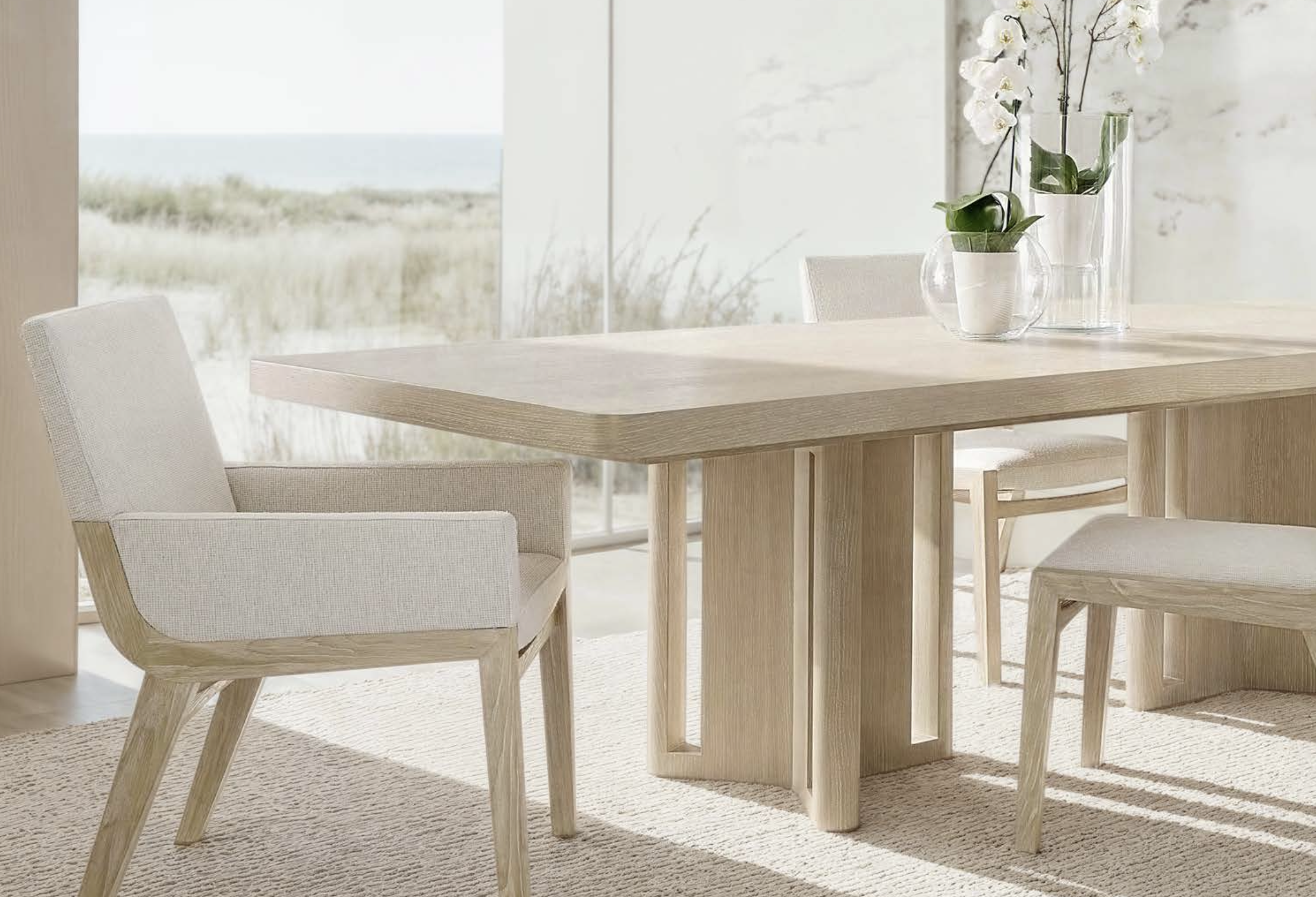 312242/312244 ASANA DINING TABLE, 312545 ASANA SIDE CHAIR, 312546 ASANA ARM CHAIR