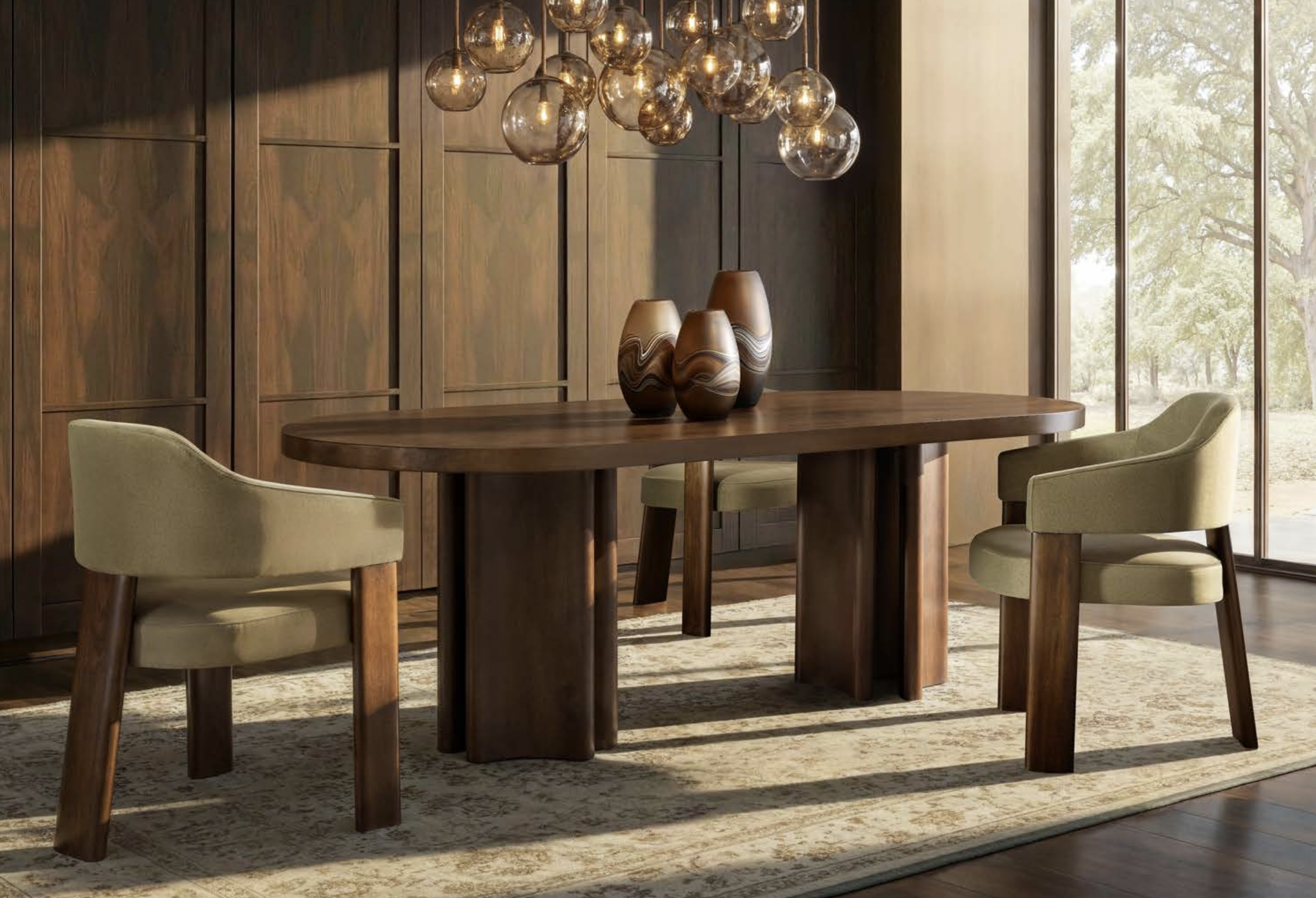 L26244/L26246 LOFT JENNIFER DINING TABLE, L26552 LOFT JEFFERSON ARM CHAIR