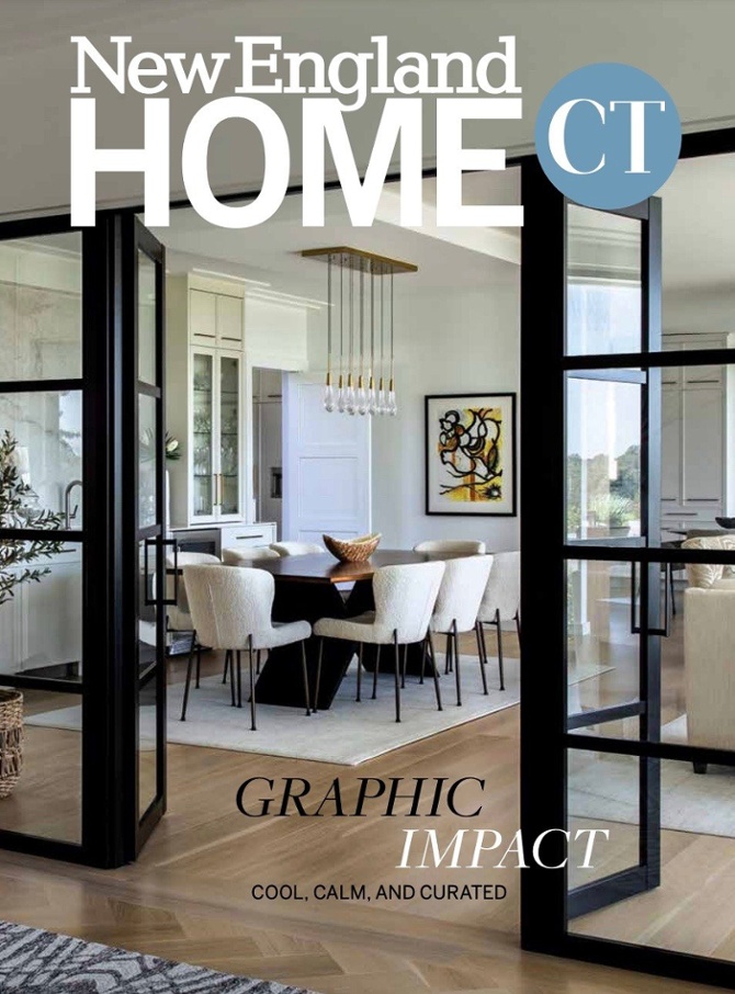 Bernhardt Tribeca Dining Table featured in New England Home Connecticut Summer 2024 Summer 2024 issue.