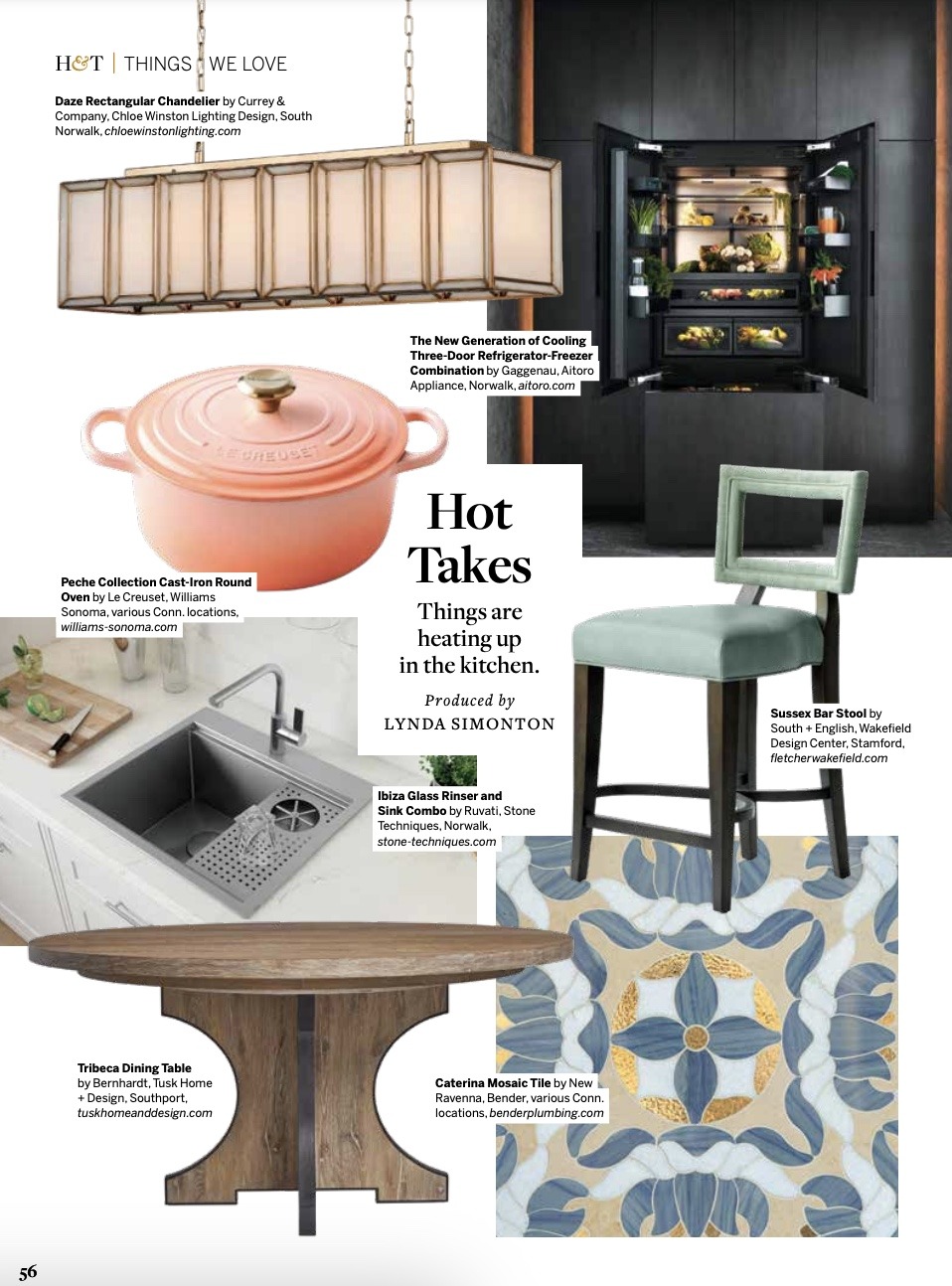 Bernhardt Tribeca Dining Table featured in New England Home Connecticut Summer 2024 Summer 2024 issue.