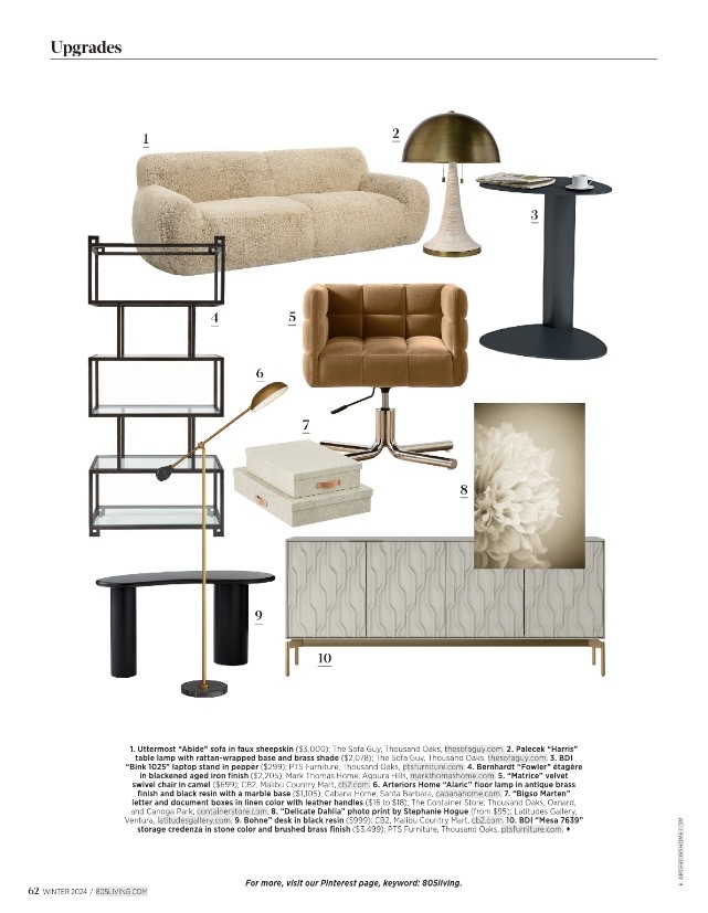 Bernhardt Interiors Fowler Etagere featured in 805 Living January 2024 issue.