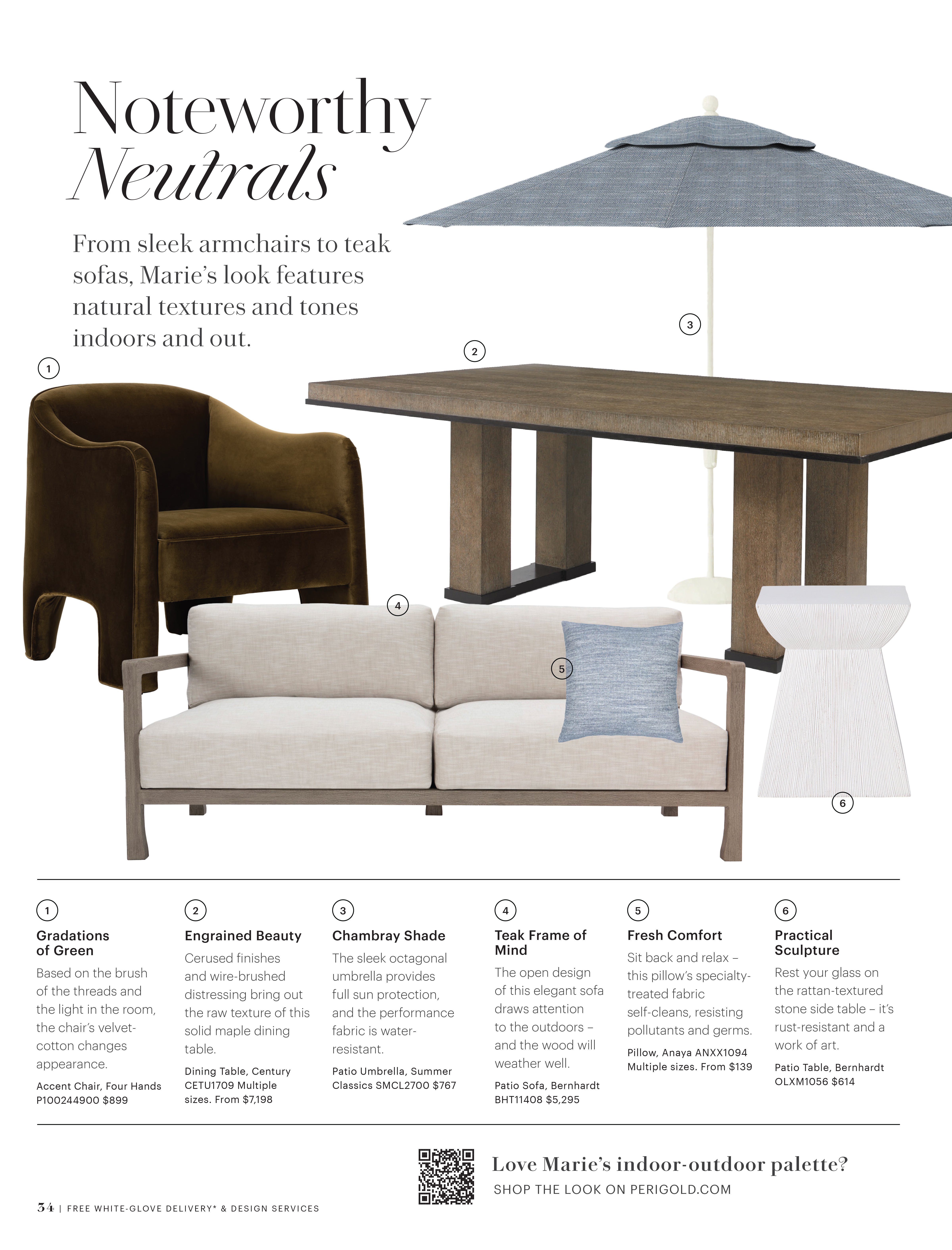 Bernhardt and Bernhardt Interiors products featured in the Perigold Catalog – Book of Design 2024 issue.