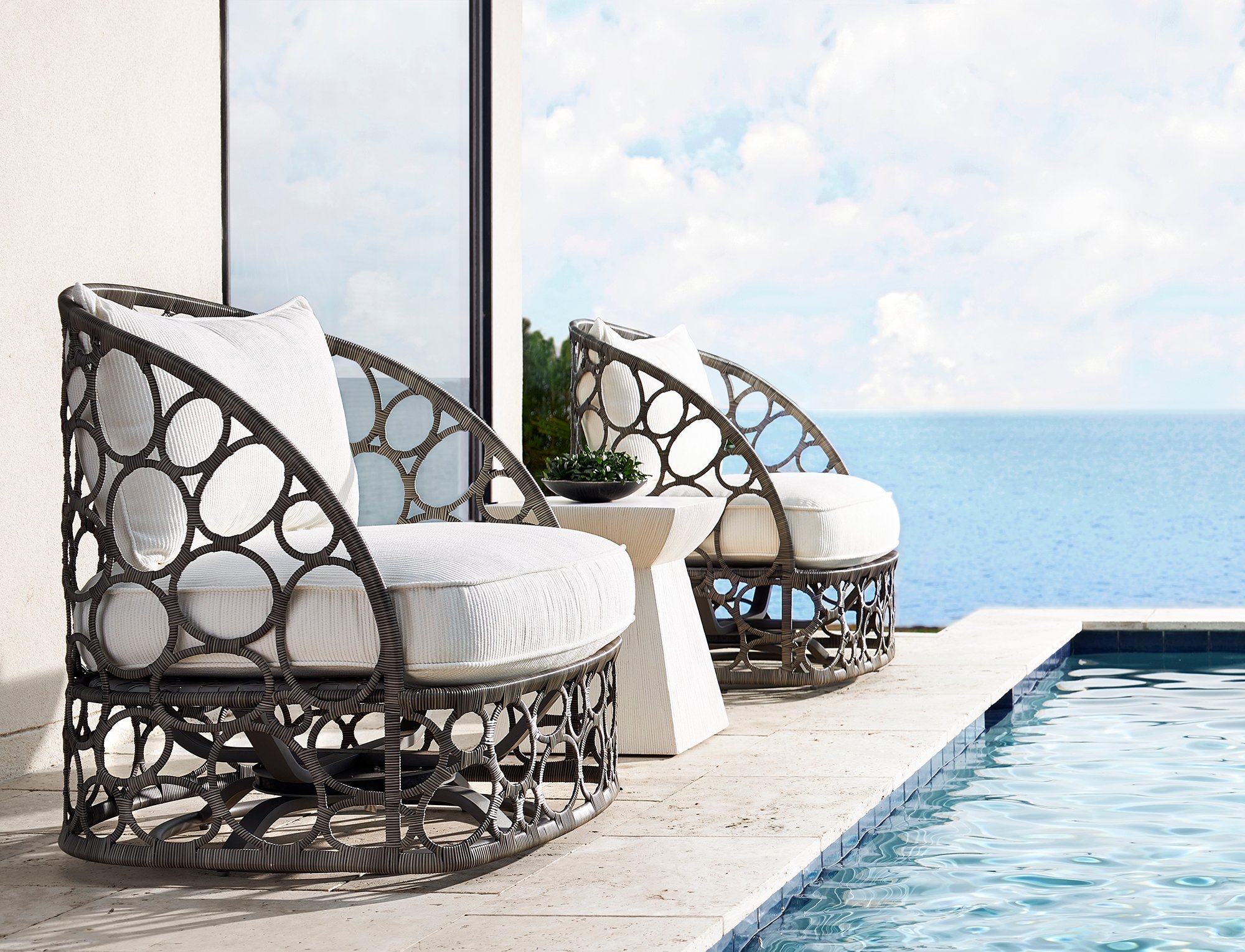 Bernhardt Exteriors Bali Outdoor Chairs and Casitas Outdoor Accent Table